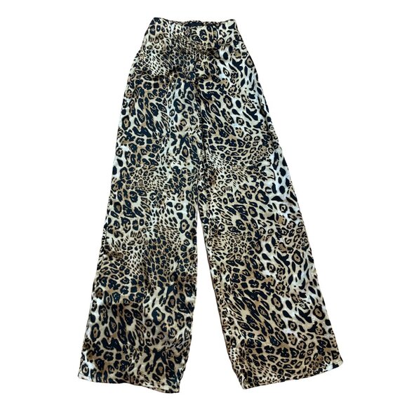 Jagger & Stone Satin Animal Print Wide Leg Pants Size 8 - Picture 1 of 2